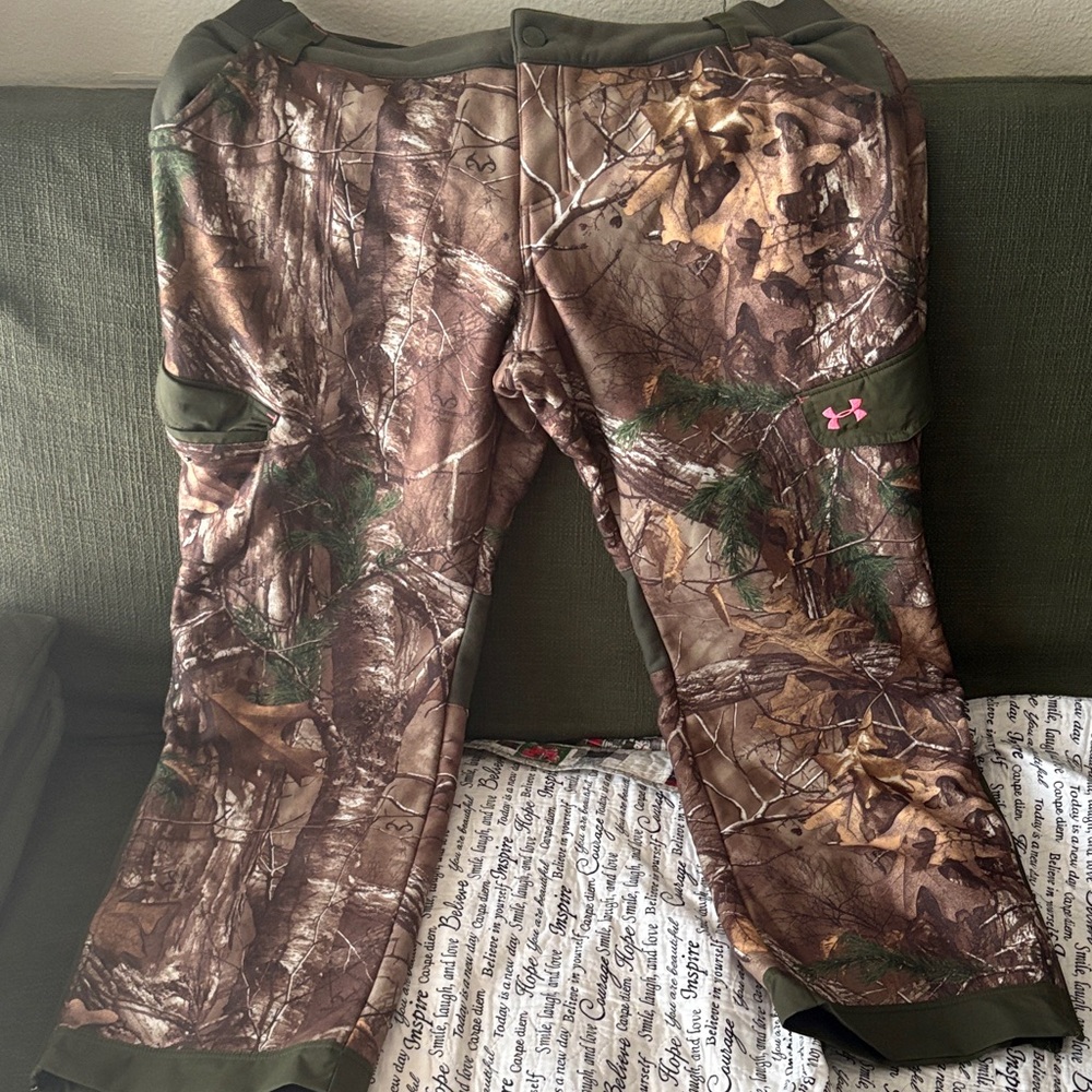 Under Armour Woodland Camo Pants with Pink Logo
